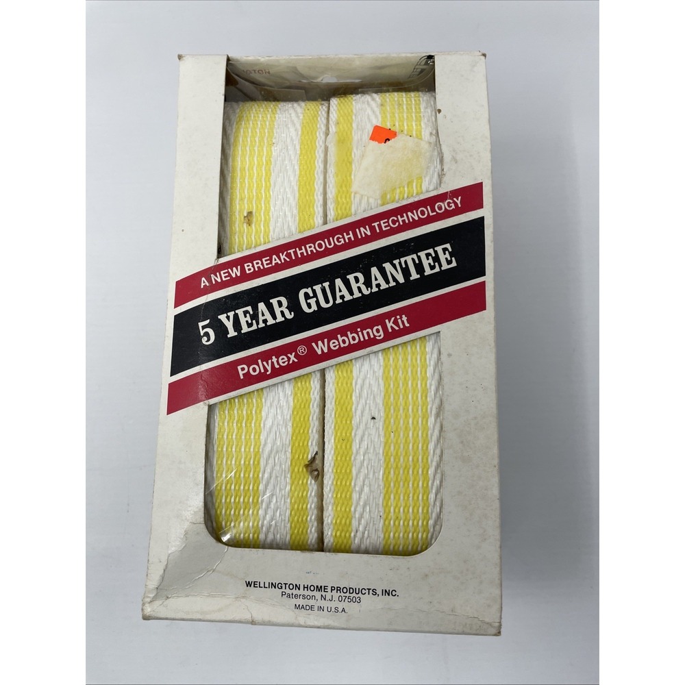Wellington Polytex Outdoor Webbing ‎ 88 Ft Long Yellow / White New Old Stock.